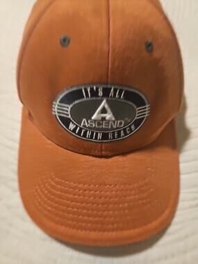 Ascend "It's All Within Reach" Cap Hat Mens OSFM Orange Leather Logo Adjustable